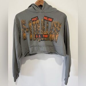 Post Malone F-1 Trillion U.S. Tour Gray Cropped Hoodie